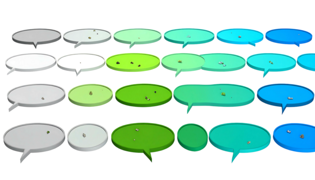 Collection of Speech Bubbles in Various Colors and Sizes.
