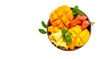 Colorful Tropical Fruit Salad Display.