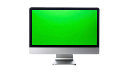 Computer Monitor with Green Screen for Chroma Keying.