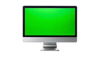 Computer Monitor with Green Screen for Chroma Keying.