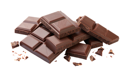 Delicious chocolate bars arranged on a white surface for enjoyment.