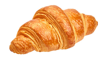 Delicious Golden Croissant Isolated on White Background.