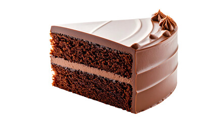 Delicious slice of chocolate cake with frosting perfect dessert.