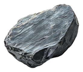 Smooth Gray Slate Rock Isolated on White Background for Display, Isolated on Transparent Background