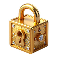 Golden Diamond Padlock: Luxury Security, Exclusive Access, & Valuable Data Protection on Black