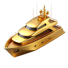 Golden Luxury Superyacht Isolated on Black | Symbol of Wealth, Opulence & Exclusive Travel