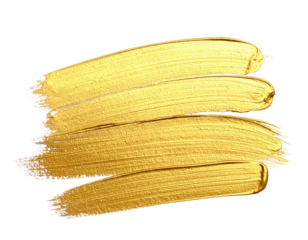 Four broad gold brushstrokes on black, showing texture and direction