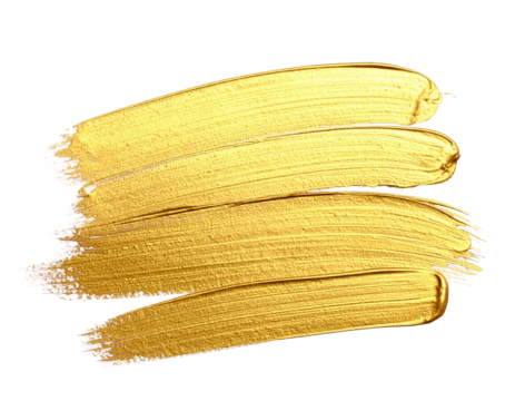Four broad gold brushstrokes on black, showing texture and direction