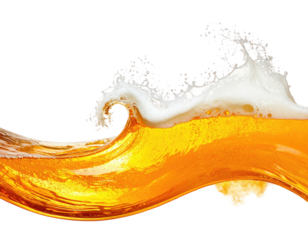 Close-up of a liquid wave with foamy crest on black, suggesting refreshment