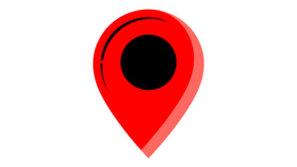 Red Location Pointer Icon with Black Silhouette and Red Circle  Simple Vector Illustration