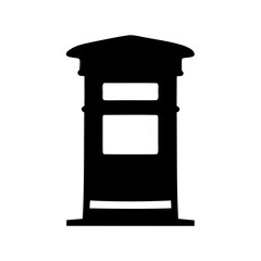 Silhouette of a classic British pillar box postal box on white