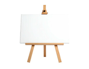A blank white canvas on a wooden easel, ready for painting, against black background