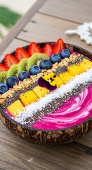 Delicious and Nutritious Fruit Bowl with Fresh Toppings.