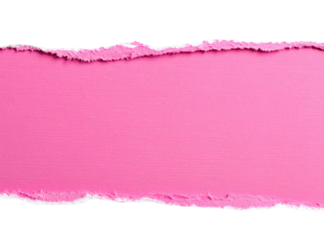 Pink paper, torn edges reveal a rectangular space, isolated on black