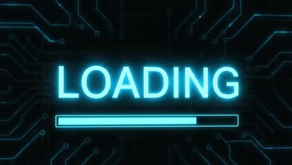 Watch the loading bar progress with bright neon glow for tech projects and software demos, use this for UI design or UX tutorials online now