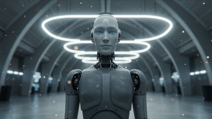 Futuristic Humanoid Robot in SciFi Setting