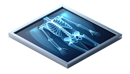 Futuristic Digital X-Ray: Human Skeleton on Modern Screen for Advanced Medical Imaging, Diagnosis, & Healthcare Technology