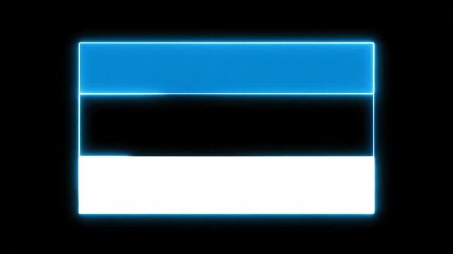 Estonia Flag Glowing Neon on Black - The national flag of Estonia is shown here with a bright neon outline against a stark black background.