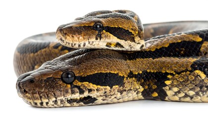 Two snakes' heads side-by-side, featuring patterned brown scales