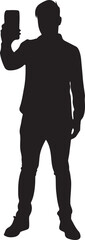 Silhouette of a man holding a smartphone up to take a photo