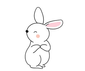 white rabbit on white background
