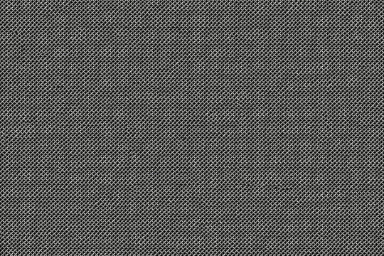 Detailed texture of a fine wire mesh or metal grid against a dark background. This abstract pattern is ideal for graphic design backgrounds, web elements, or a subtle grunge overlay.