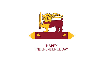 Sri Lanka's Independence Day celebration image featuring the national emblem, a lion holding a sword.