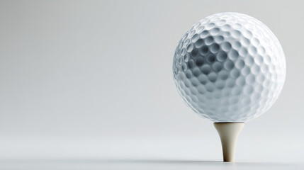 Close Up of Golf Ball on Tee Against White Background