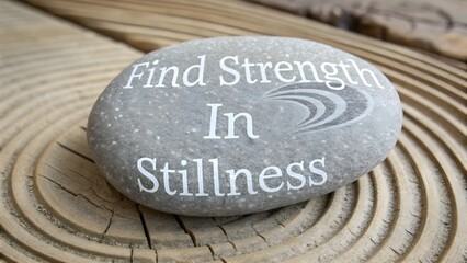 Engraved Stone with Inspirational Quote Finding Strength