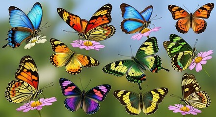 A Kaleidoscope of Butterflies - Vibrant Colors and Delicate Wings.