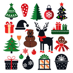 Fototapeta premium Collection of festive christmas icons and decorations