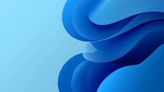 Modern abstract blue 3D wave background with elegant gradient layers and smooth fluid shapes, minimalist digital art design for technology, web, or business presentation backdrop wallpaper