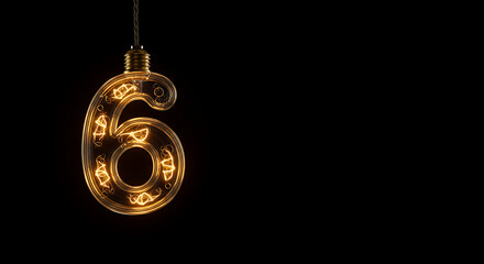 Captivating fiery glow illuminates the number six, creating a radiant and energetic visual against a dark background, perfect for striking design and bold numerical representation