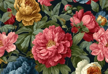 Floral print pattern on dark background
