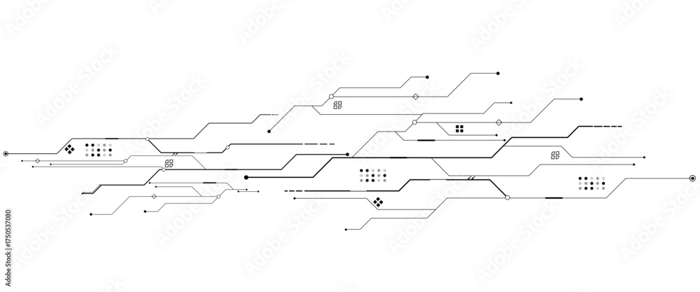 Wall mural abstract digital technology futuristic internet network speed connection white and black background.