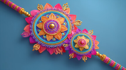 Colorful 3D Rakhi for Raksha Bandhan Celebration Stock Illustration