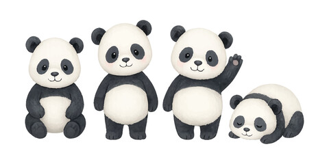 Watercolor Panda Illustration with Soft Colors Collection