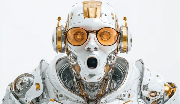 Surreal robot, surprised expression