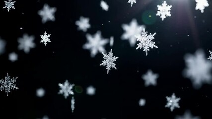 Falling Snowflakes: Beautiful Winter Holiday Background (4K)