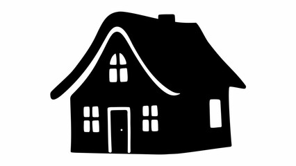 Charming silhouette of a cozy house with a peaked roof and welcoming windows, perfect for home design concepts.