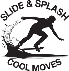 Black vector illustration of a running man and a jumping silhouette player with an athlete on a horse
