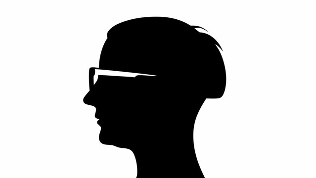 Modern man's profile silhouette wearing stylish glasses conveying intelligence and sophistication for business concepts