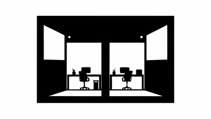 Modern office spaces with desks chairs computers and plants offer a clean professional workspace for productivity