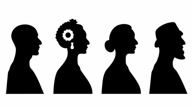 Diverse profiles showcase classic elegance and modern style, representing heritage and individuality in striking silhouettes.