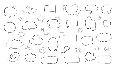 Hand-drawn doodle speech bubbles set for comic chat icons