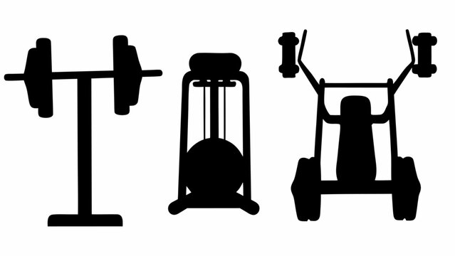 Dynamic gym equipment silhouettes perfect for fitness branding and workout motivation designs