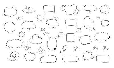Hand-drawn doodle speech bubble collection vector illustration