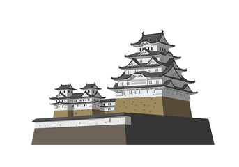 Illustration of Himeji Castle a Japanese Landmark.
