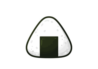 Cartoon Onigiri with Seaweed Nori Japanese Rice Ball Snack.