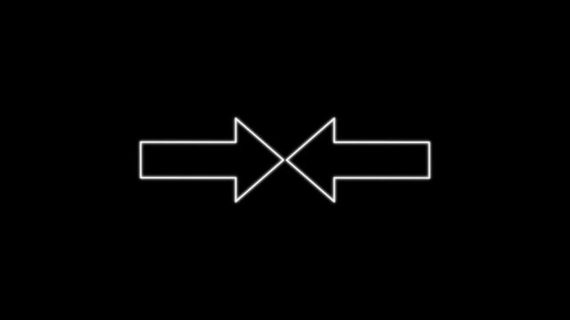 White Outline Arrows Converging and Overlapping on Black Background